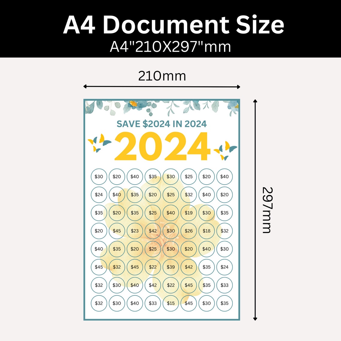 Buy 2024 Saving Challenge Printable, Save 2024 in 2024, 2024 Money