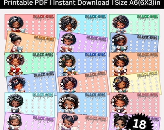 Black Girl Reading Book Saving Challenge Printable Bundle, Self Care Cute Black Girl Saving Envelope Challenges, Money Tracker Budget Binder