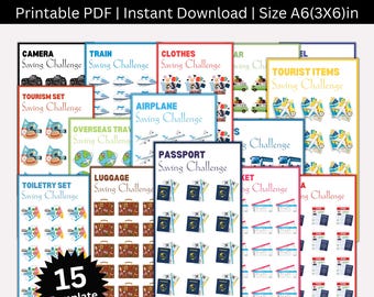 Travel Savings Challenge Printable Bundle, Vacation Savings Challenge, Cash Envelopes, Travel Funds, Money Tracker, Travel Budget Binder