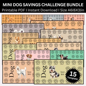 Mini Dog Lovers Savings Challenge Printable Bundle, Puppy Themed Saving Envelope Challenges, Pet Care Money  Tracker, Pow Cash Budget Binder