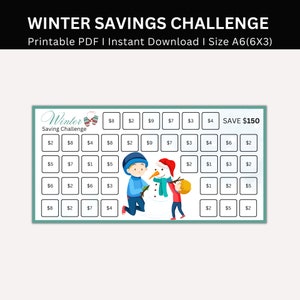 Winter Savings Challenge Printable, Winters Money Saving Challenges, Mini A6 Winter Cash Money Saving Tracker, Cozy Up to Financial Success