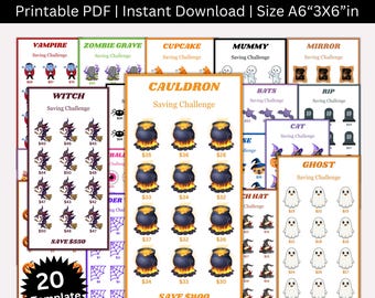 A6 Halloween Savings Challenge Printable Bundle, Mini Halloween Saving Challenges,  Money Saving Tracker,  Budget Binder, Envelope Challenge