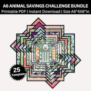 A6 Cute Baby Animal Savings Challenge Printable Bundle, Mini Animals Saving Challenges, Money Tracker, Budget Binder, Envelopes Challenges