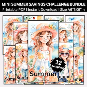 Sumner Saving Challenge Printable Bundle, Summers Vacation Money Saving Envelopes Challenges, Travel Funds, Summer Vacation Budget Tracker