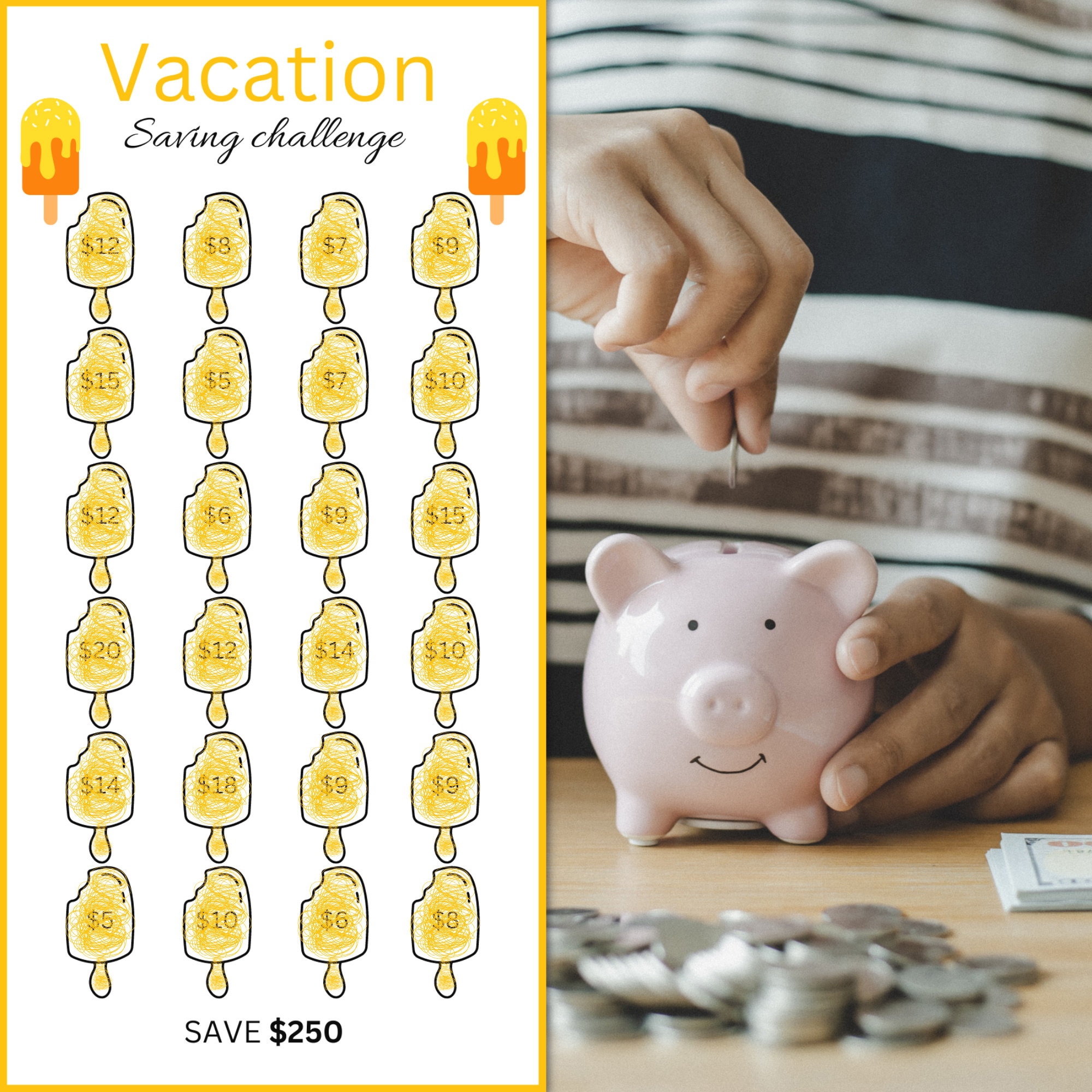 Vacation Savings Challenge, Family Vacation Saving Printable, Vacation ...