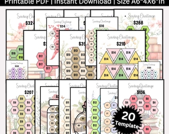 Mini Low Income Saving Challenge 20 Printable Budget Binder, A6 Low Income Savings Challenge | Printable Mini Money Trackers | Cash Envelope