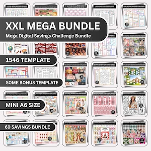 XXL Savings Challenge Mega Bundle A6 Printable PDF, 1500+ Templates Cash Envelope & Budget Binder Inserts, Cash stuffing | Instant Download