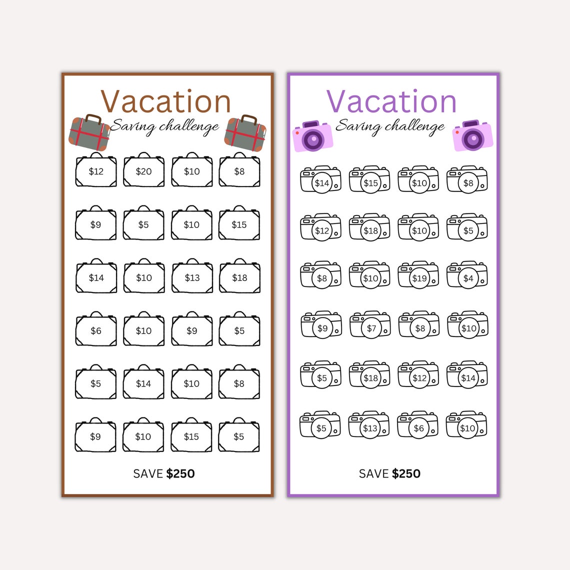 Vacation Savings Challenge, Family Vacation Saving Printable, Vacation Fund Savings, A6 Envelope ...