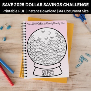 2025 Saving Challenge Printable, Save 2025 in 2025, 2025 Mini Money Saving Tracker , 2025 A6 Size Money Saving Challenge & Cash Envelopes