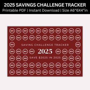 2025 Saving Challenge Printable, Save 2025 in 2025, 2025 Mini Money Saving Tracker , 2025 A6 Size Money Saving Challenge & Cash Envelopes