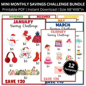 Monthly Savings Challenge Printable, 12 Month saving,  A6 Saving Challenge, Money Savings Tracker Bundle, Budget Binder, Envelope Challenge