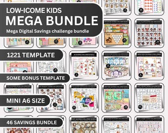 Mega paquete imprimible de desafío de ahorro para niños, más de 1200 plantillas A6 en PDF, divertidos juegos para ahorrar dinero para niños, descarga instantánea