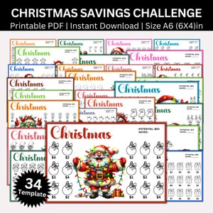 Weihnachtsspar-Challenge Printable Bundle, Mini A6 Weihnachtsspar-Challenge, Weihnachtsgeld-Tracker, Weihnachtsbudget-Sammelmappe
