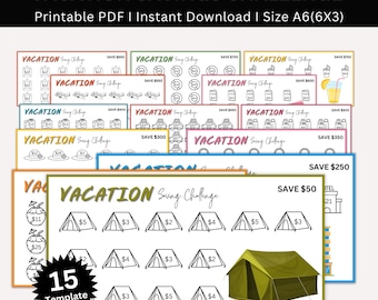 Vacation Savings Challenge Printable, Travel Saving Challenge, Family Vacation Saving Printable, Envelope Challenge, Vacation Fund Savings
