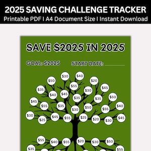 2025 Saving Challenge Printable, Save 2025 in 2025, 2025 Mini Money Saving Tracker , 2025 A6 Size Money Saving Challenge & Cash Envelopes