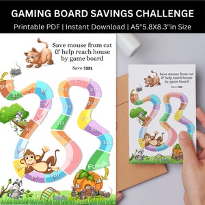 Savings Game Board Challenge, A5 Gaming Saving Challenges Printable, Money Game Board Tracker, Budget Savings Game & Cash Envelopes
