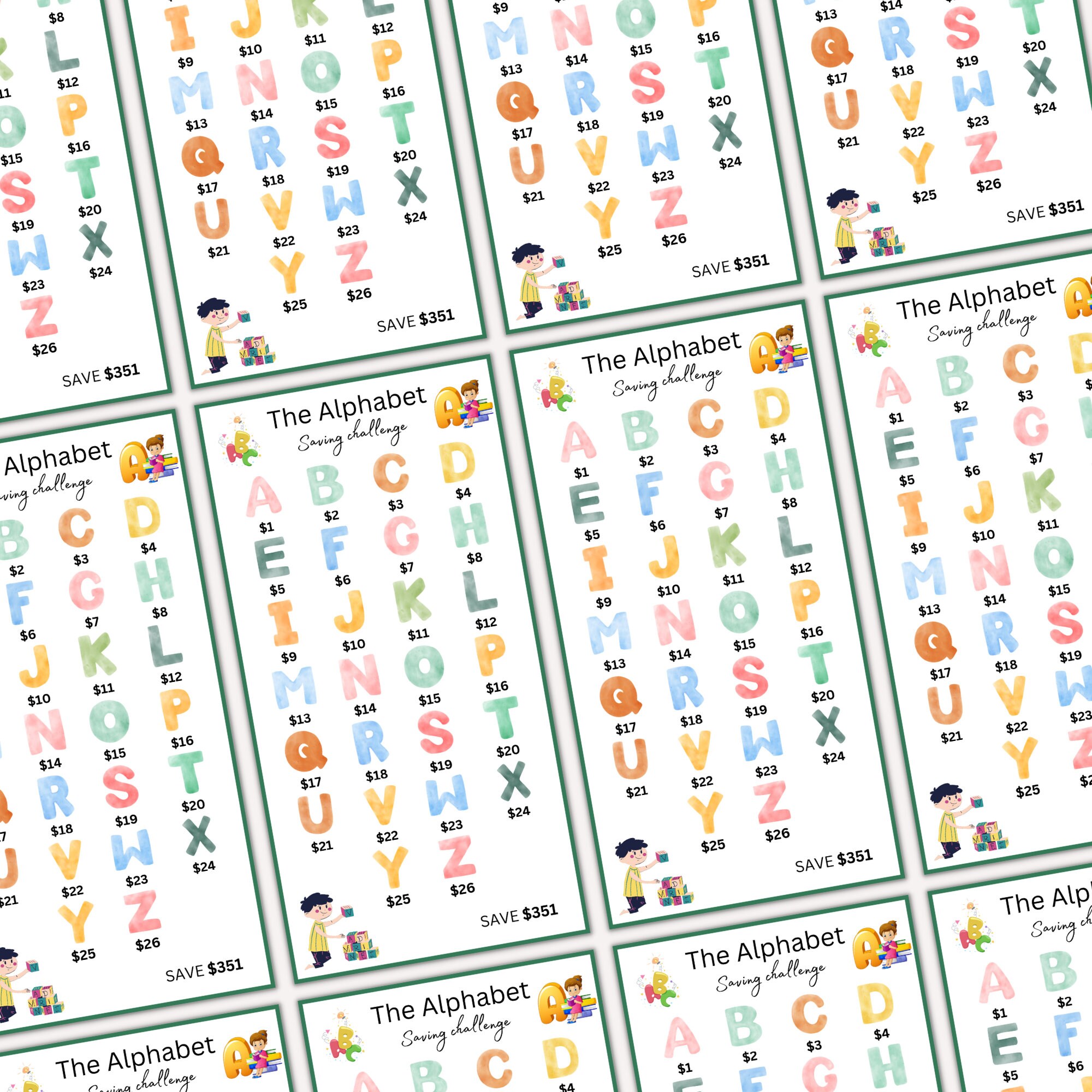 Alphabet Saving Challenge for Kids, A6 Mini Money Savings Challenge ...