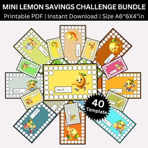 Lemon Savings Challenge Printable Bundle, A6 Low Income Fruits Saving Envelopes Challenge, Money Tacker, Digital Lemon Budget Binder Set