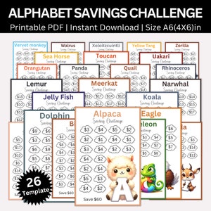 A6 Alphabet Low Income Savings Challenge Printable, Alphabets Saving Challenges, Mini Money Savings Tracker Bundle, Cash Envelope Challenges