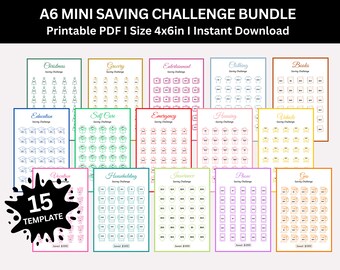 Mini Savings Challenge Printable, A6 Savings Challenge Tracker, A6 Savings Binder, Cash Budgeting, Cash Envelope Challenge,