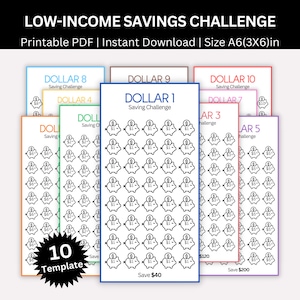 Low Income Savings Challenges Printable Bundle, A6 Mini Saving Challenge, Money Savings Tracker, Cash Envelope Challenge, Budget Planner