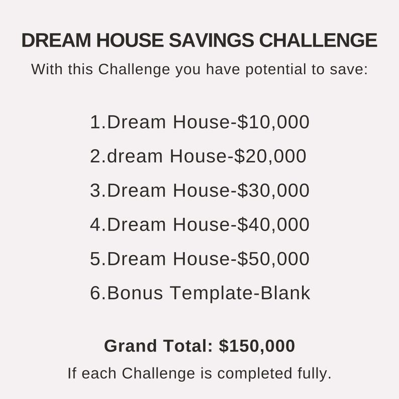 Dream House Savings Challenge Printable, Home Deposit Money Tracker, A4 ...