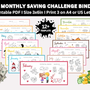 12-Month Color Save A6 Savings Challenge Bundle for A6 Binders & Envelopes, Envelope Challenge, A6 Savings Challenge, Cash Budget Planner