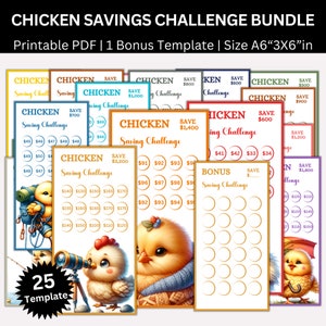 Chicken Savings Challenge Printable Bundle, Mini Chicken A6 Saving Challenge  Money Saving Tracker Bundle, Budget Binder Envelope Challenge