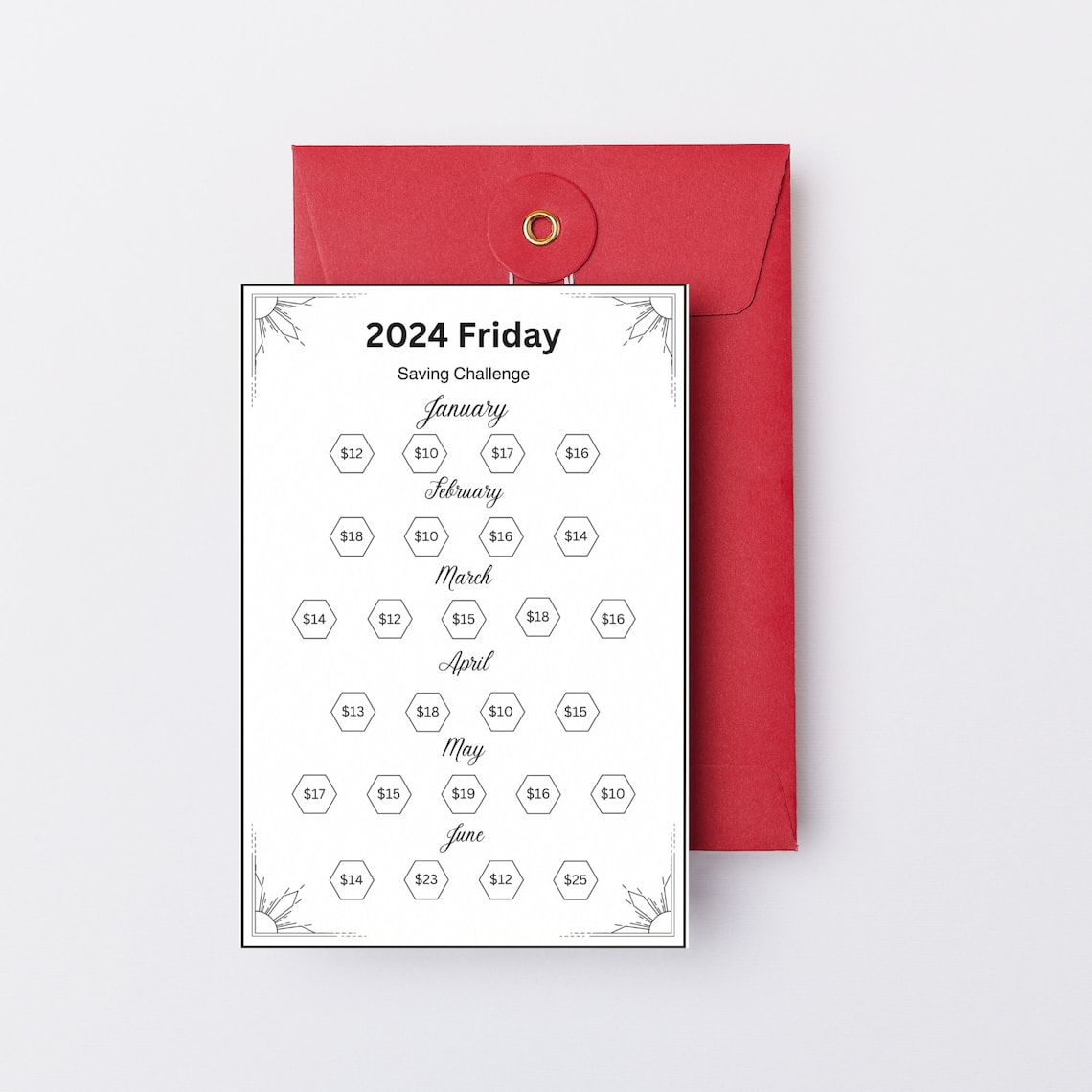 2024 Friday Saving Challenge Printable, Every Fridays Savings Challenge