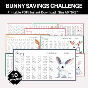 Bunny Saving Challenge, Rabbit Savings Challenge Printable, Cash Envelopes Challenge, Money Saving Tacker, Budget Template Savings Planner
