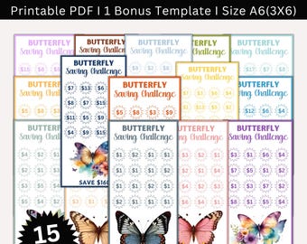 A6 Butterfly Savings Challenge Printable, Mini Low Income Butterfly Saving Challenges,  Money Tracker, Envelope Challenge, Budget Binder