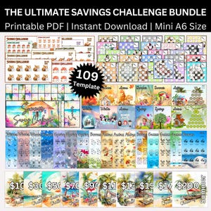 Ultimate Mega Summer Vocation Savings Challenge Budget Binder, Financial Glow Up A6 Saving Challenges Envelope, 109 Budgeting Templates