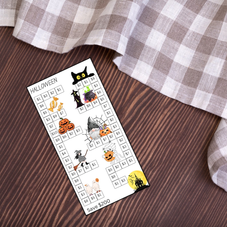 a table with a checkered table cloth and a sticker on it