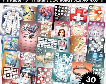 Wyzwanie oszczędzania na nagłych wypadkach medycznych Wyzwanie do wydrukowania, Mini śledzenie funduszu medycznego dla osób o niskich dochodach, Binder budżetu oszczędzania wydatków medycznych