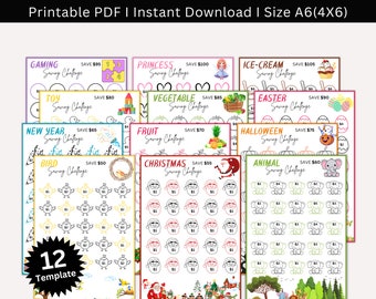 Savings Challenge Printable, Color Mini A6 Saving Challenge, Money Challenge, Saving Tracker, Spark Financial Magic with 12 Exciting Themes