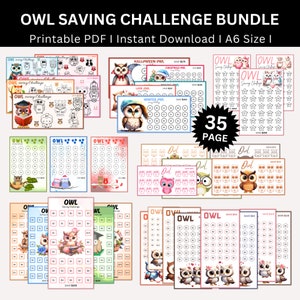 Ultimate Mega Owl Mini Savings Challenge Printable Bundle, Owl Money Saving Tracker, A6 Mini Savings Challenge, Cash Envelope Challenges