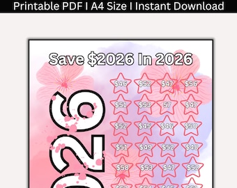 Tracker della sfida di risparmio 2026: inserto per busta contanti (PDF)