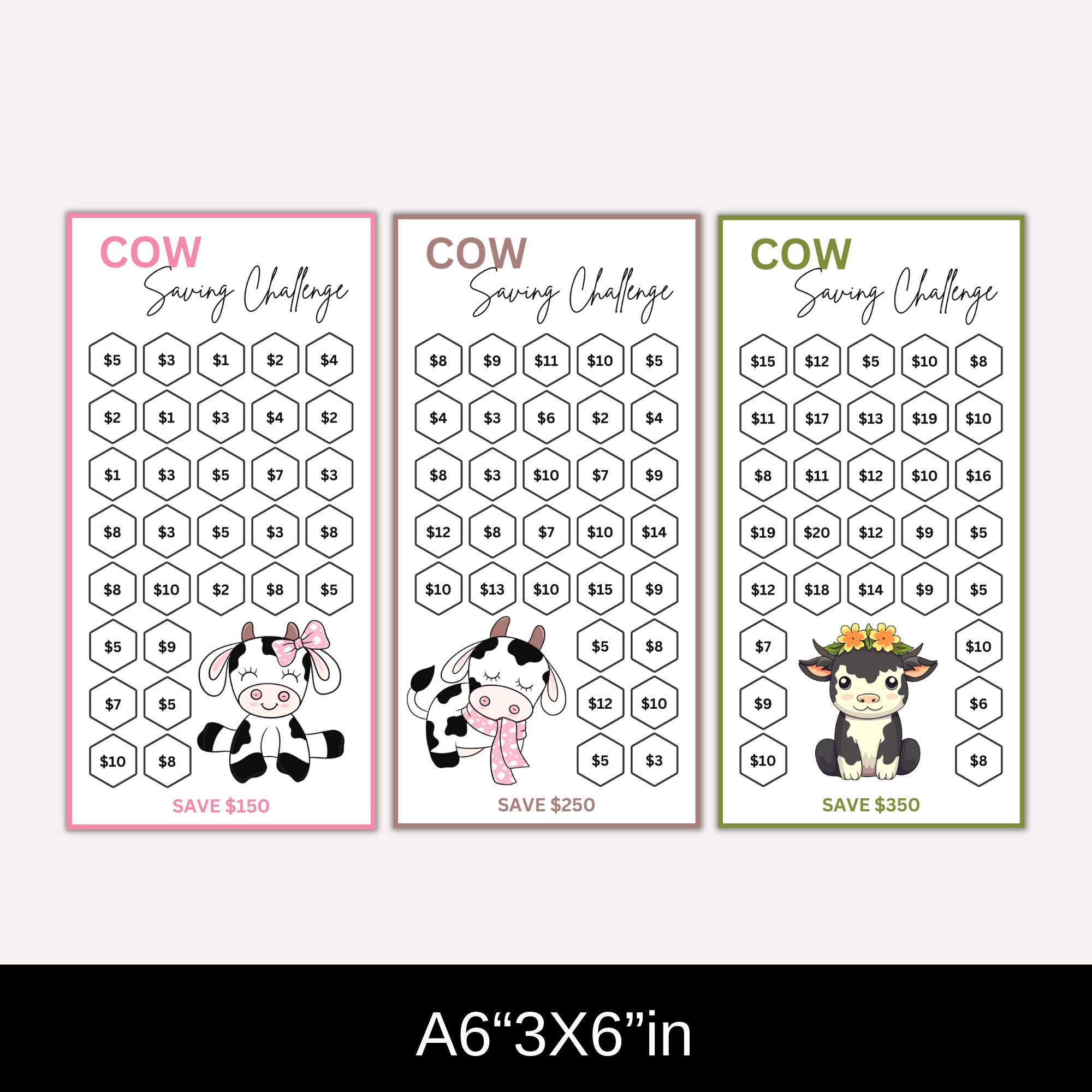 Cow Savings Challenge, Money Saving Challenge, Savings Tracker ...