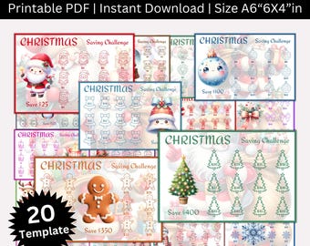 Weihnachtsspar-Challenge druckbares Bundle, Mini A6 Weihnachtsspar-Challenge, Weihnachtsgeld-Tracker, Weihnachtsbudget-Binder-Challenge