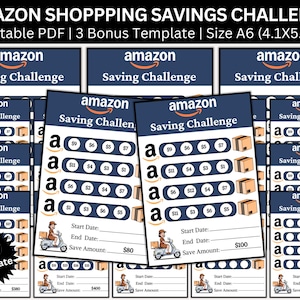 Online Shopping Savings Challenge Bundle Printable PDF, Money Cash Stuffing Tracker, Budget Binder Insert, Spending Tracker A6