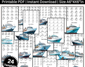 Luxurious Cruise Ship Vacation Savings Challenge Printable, Travel Saving Envelope Challenges, Family Vacation Dream Cruise Budget Binder
