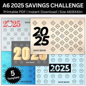 2025 Saving Challenge Printable, Save 2025 in 2025, 2025 Mini Money Saving Tracker , 2025 A6 Size Money Saving Challenge & Cash Envelopes