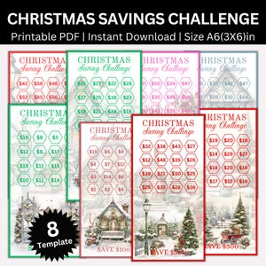 Christmas Savings Challenge Printable, Winter Mini A6 Xmas Saving Challenges Bundle, Money Savings Tracker, Christmas Budget Binder