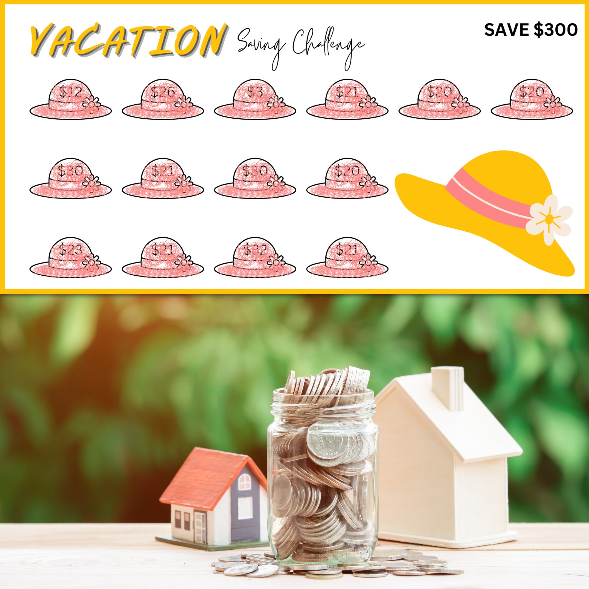 Vacation Savings Challenge Printable, Travel Saving Challenge, Family Vacation Saving Printable ...