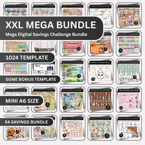 XXL Mega Spar-Challenge Bundle druckbare Sammelmappe PDF, 1000+ A6 Mini-Spar-Challenge, Bargeld-Umschlag-Tracker | Sofort Download