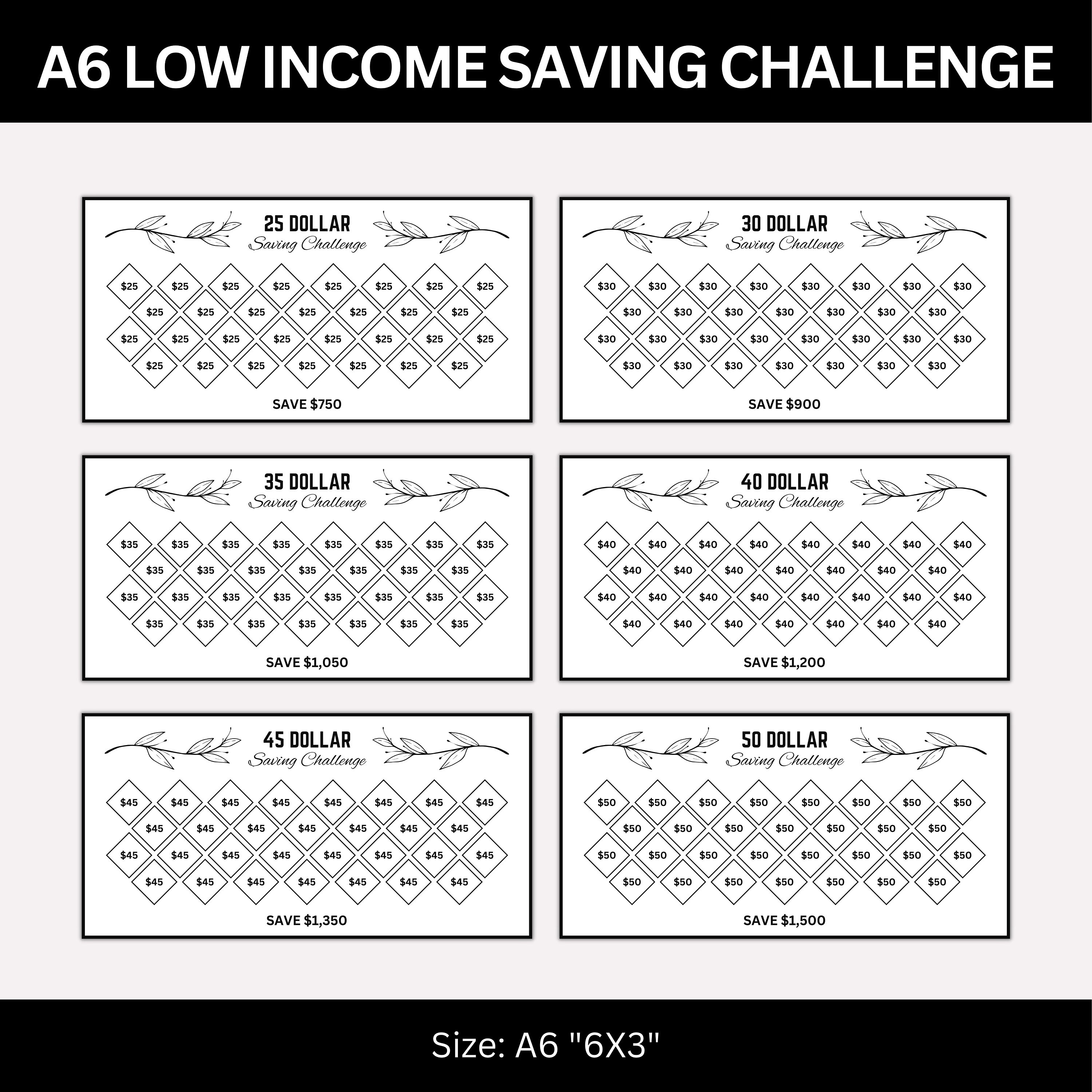 Low Income Saving Challenge Printable Mini A6 Saving - Etsy