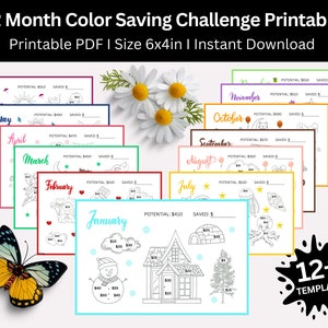 Savings Challenge Bundle, Color and Save Savings Challenge for A6 Binders & Envelopes, Money Saving Tracker, Cash Budget Planner