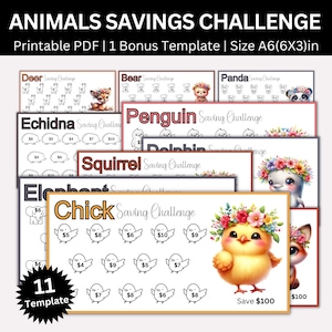 A6 Animal Savings Challenge Printable, A6 Mini Animal Saving Challenge, Money Saving Tracker Bundle, A6 Cash Animal Envelope Challenges