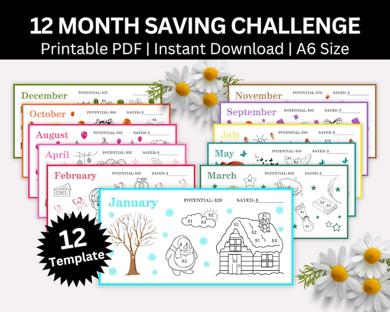 twelve months of the year printable calendars