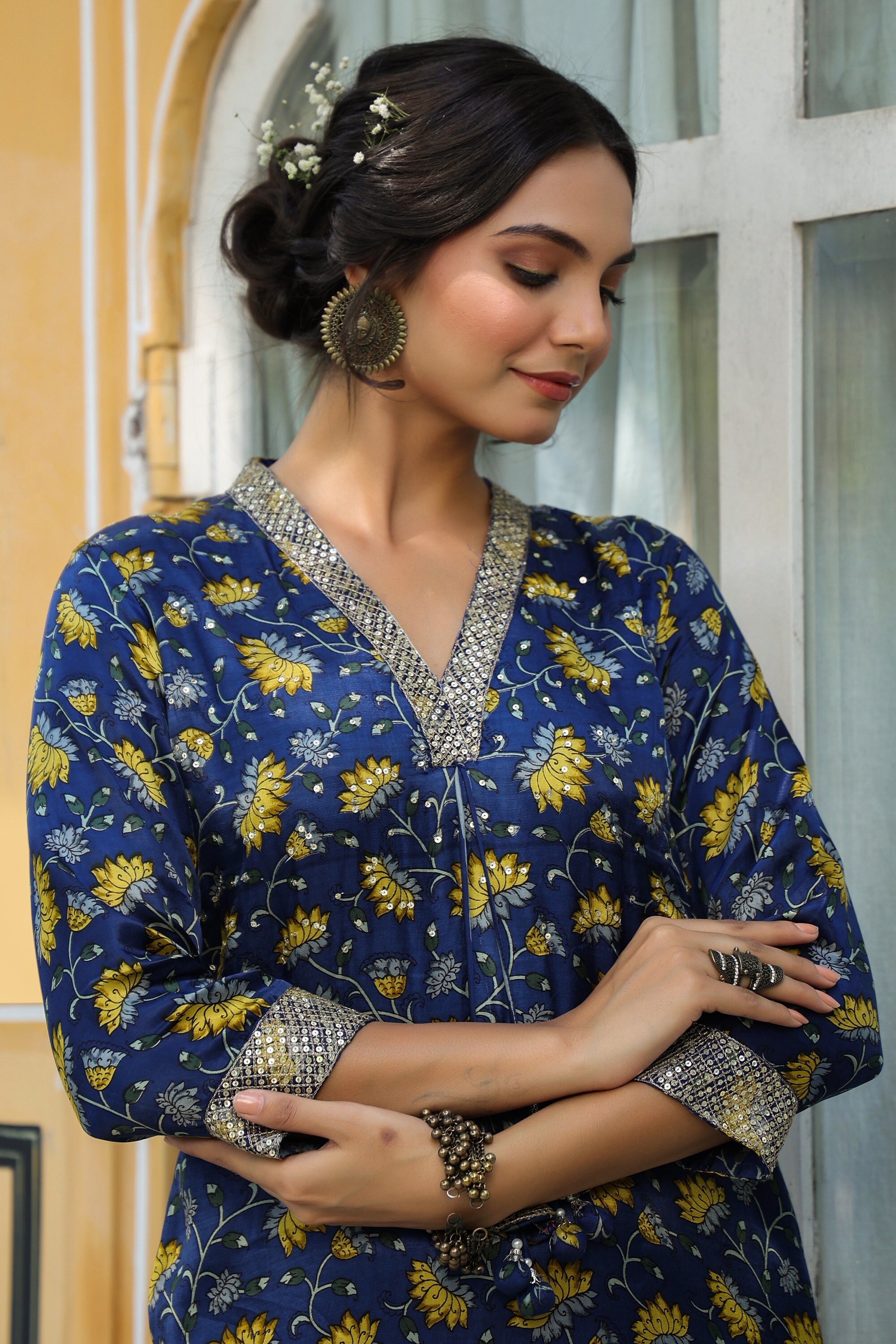 Embroidery Work Dresses Long Straight Kurta With Pant Set Etsy